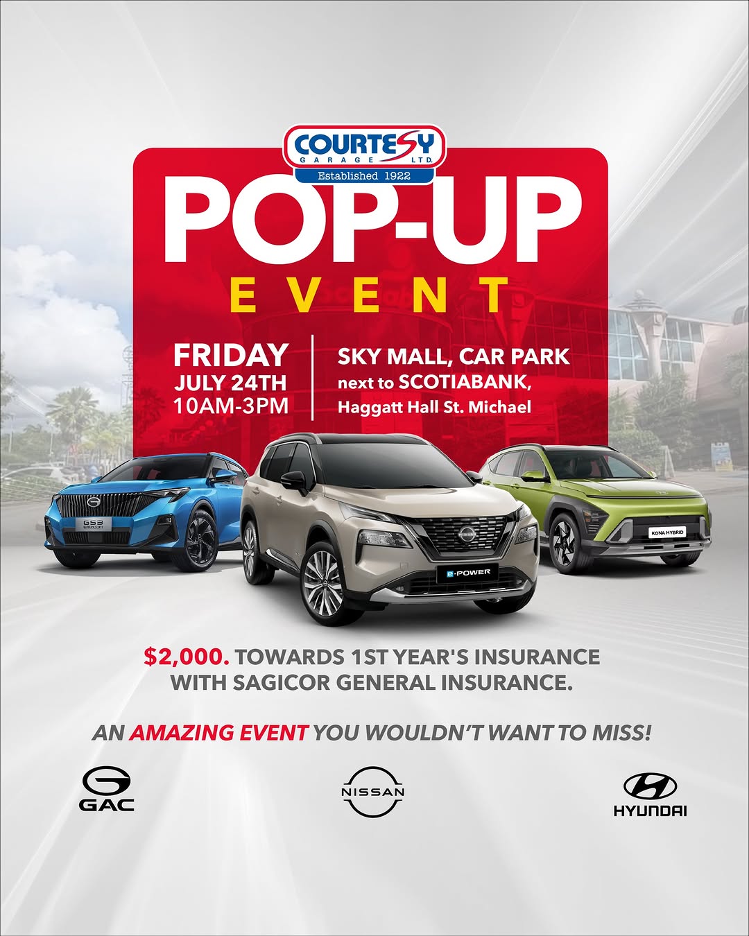Courtesy Garage Pop-Up Event – $2,000 Towards 1st Year Insurance + Exclusive Offers