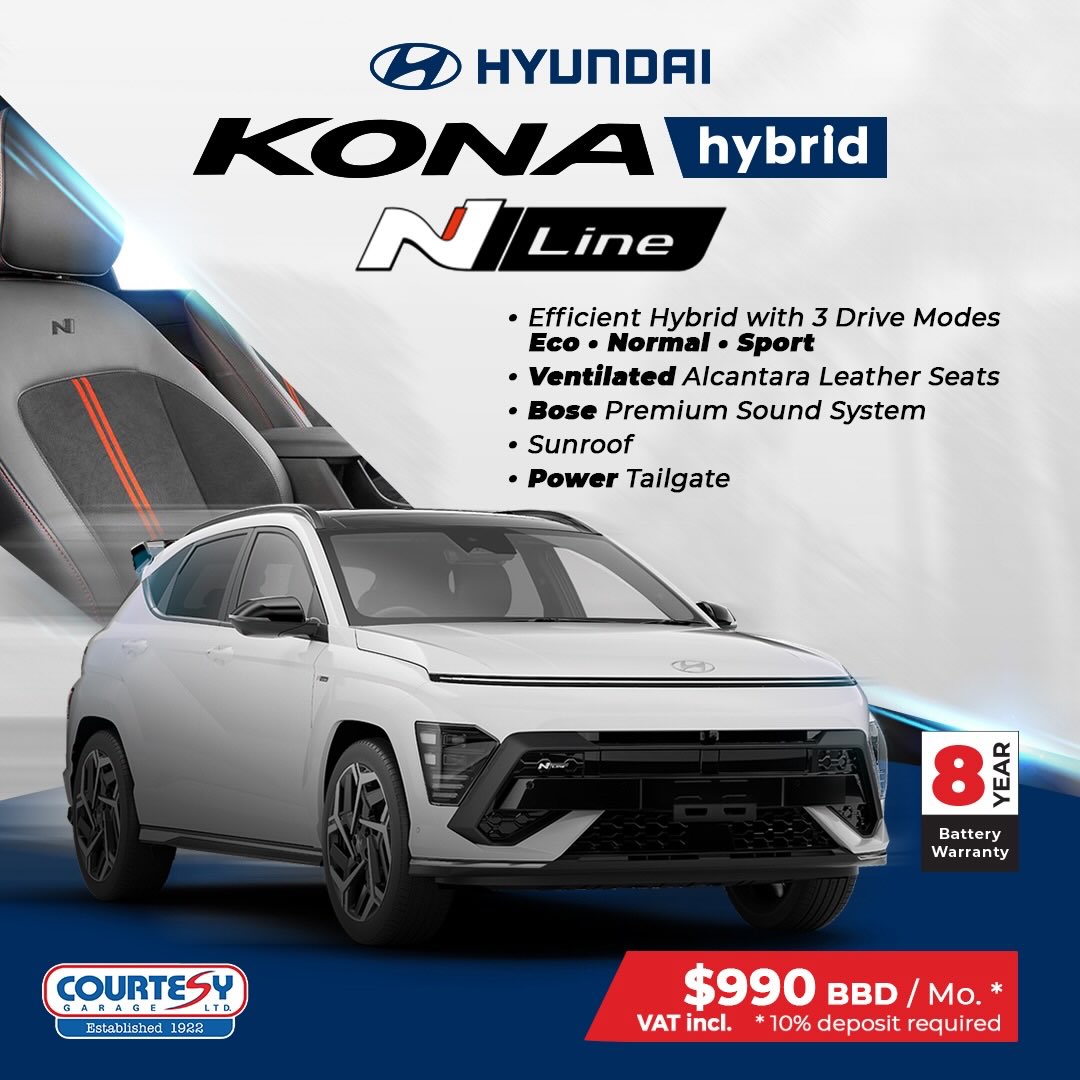 Hyundai KONA Financing from $765 BBD/month at Courtesy Garage