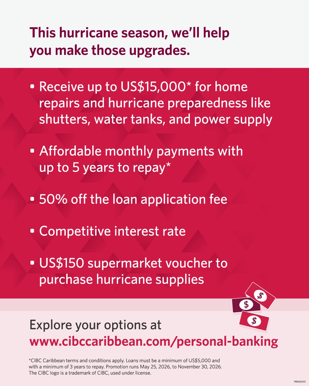 CIBC Hurricane Season Home Loan – 50% Off Application Fee + US$150 Supermarket Voucher