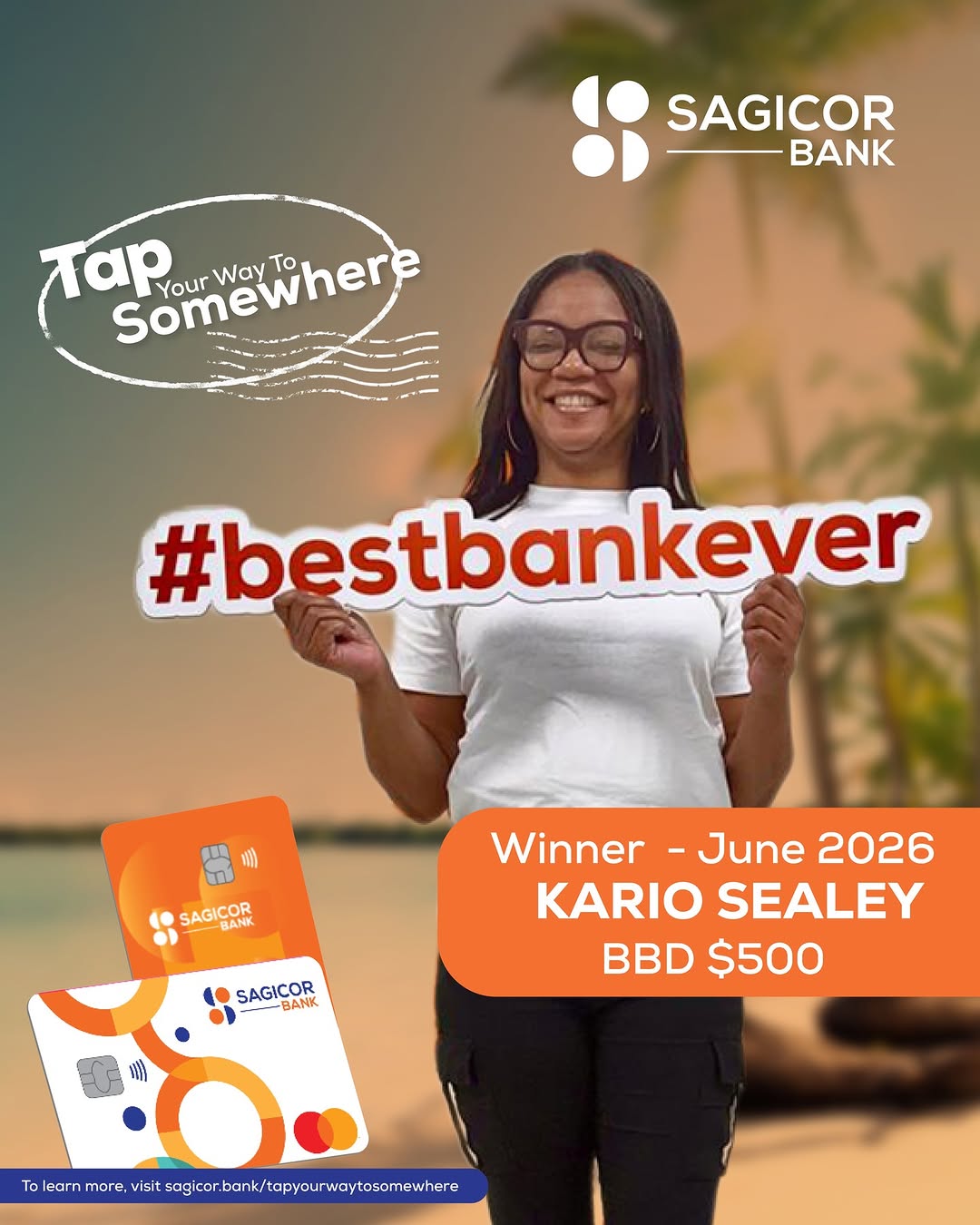 Sagicor Bank 'Tap Your Way to Somewhere' – Win BBD $500 Monthly or BBD $4,000 Travel Voucher