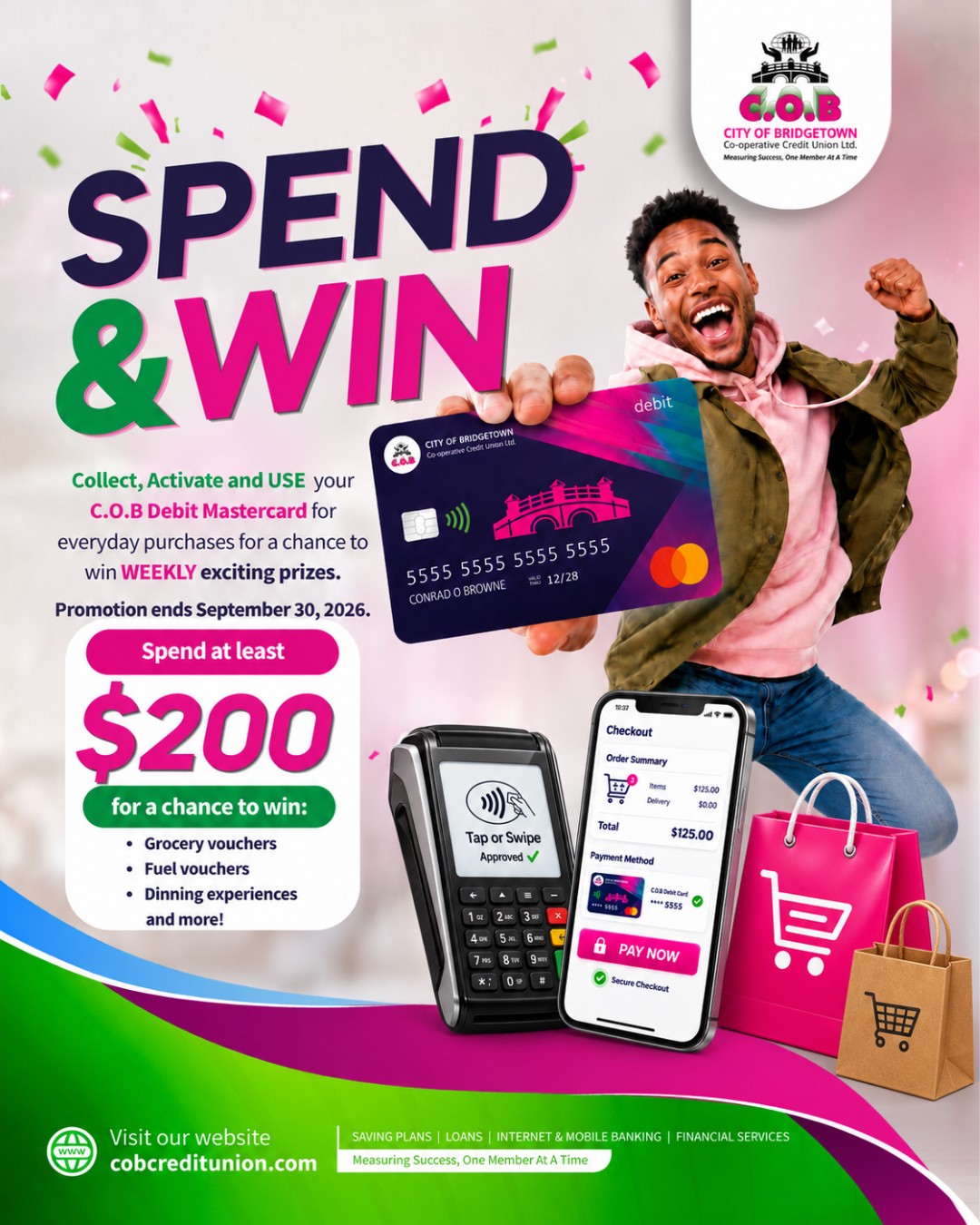 COB Credit Union Spend & Win – Use Your Debit Mastercard for Weekly Prizes