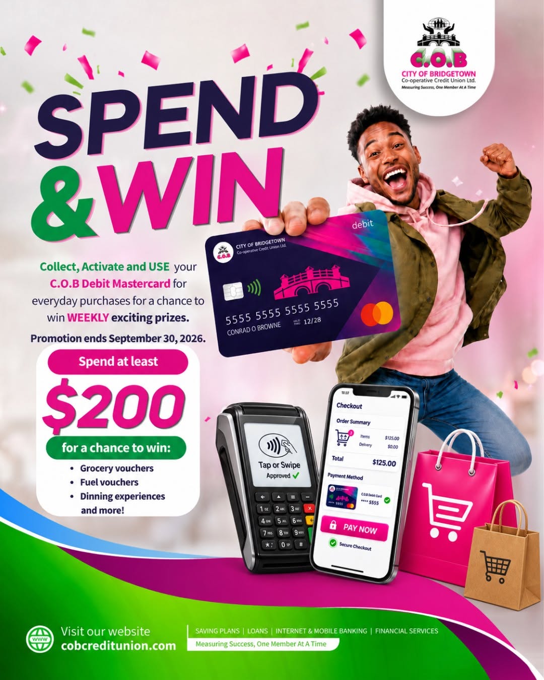COB Credit Union Spend & Win – Use Your Debit Mastercard for a Chance to Win Weekly Prizes