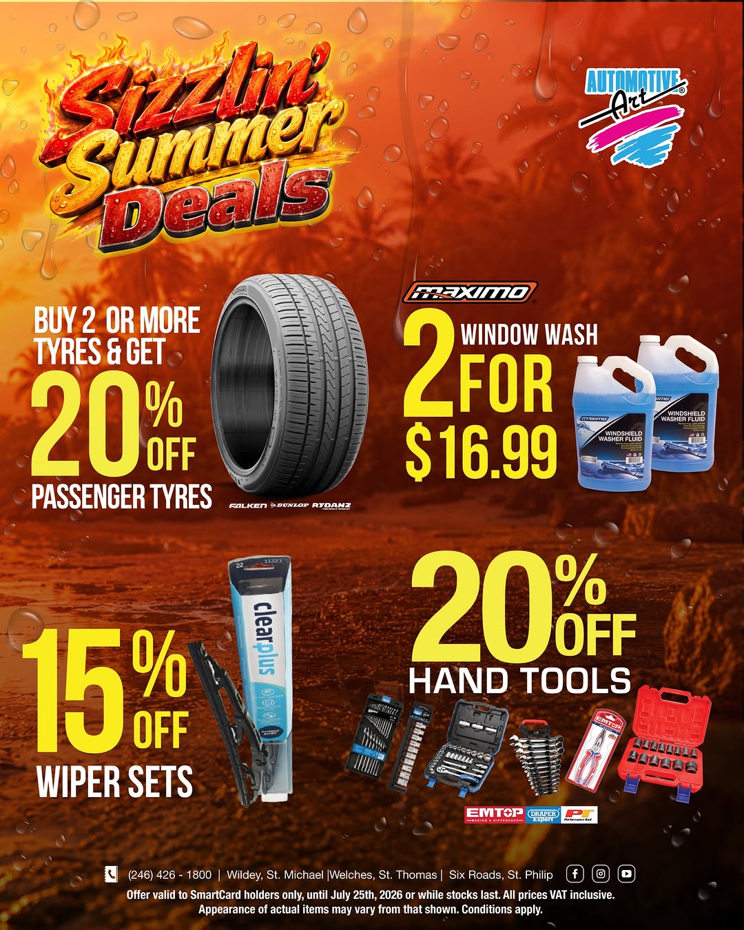 Automotive Art Sizzlin' Summer Deals – Up to 25% Off Tyres, Tools, Wiper Sets & More