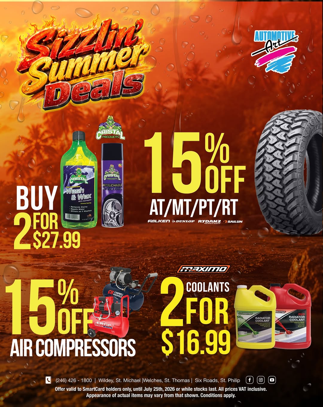 Automotive Art Sizzlin' Summer Deals – Up to 25% Off Tyres, Tools, Wiper Sets & More