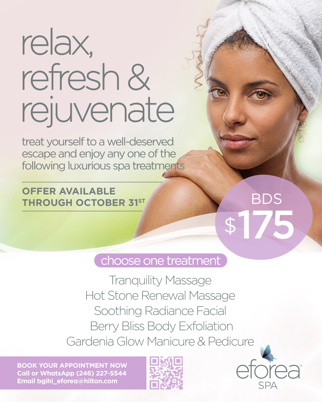 Eforea Spa Summer Special – Choose Any Luxurious Treatment for BDS $175