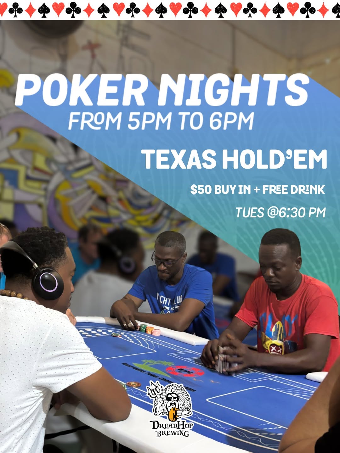 Texas Hold'em Poker Night – $50 Buy-In + Free Drink Every Tuesday