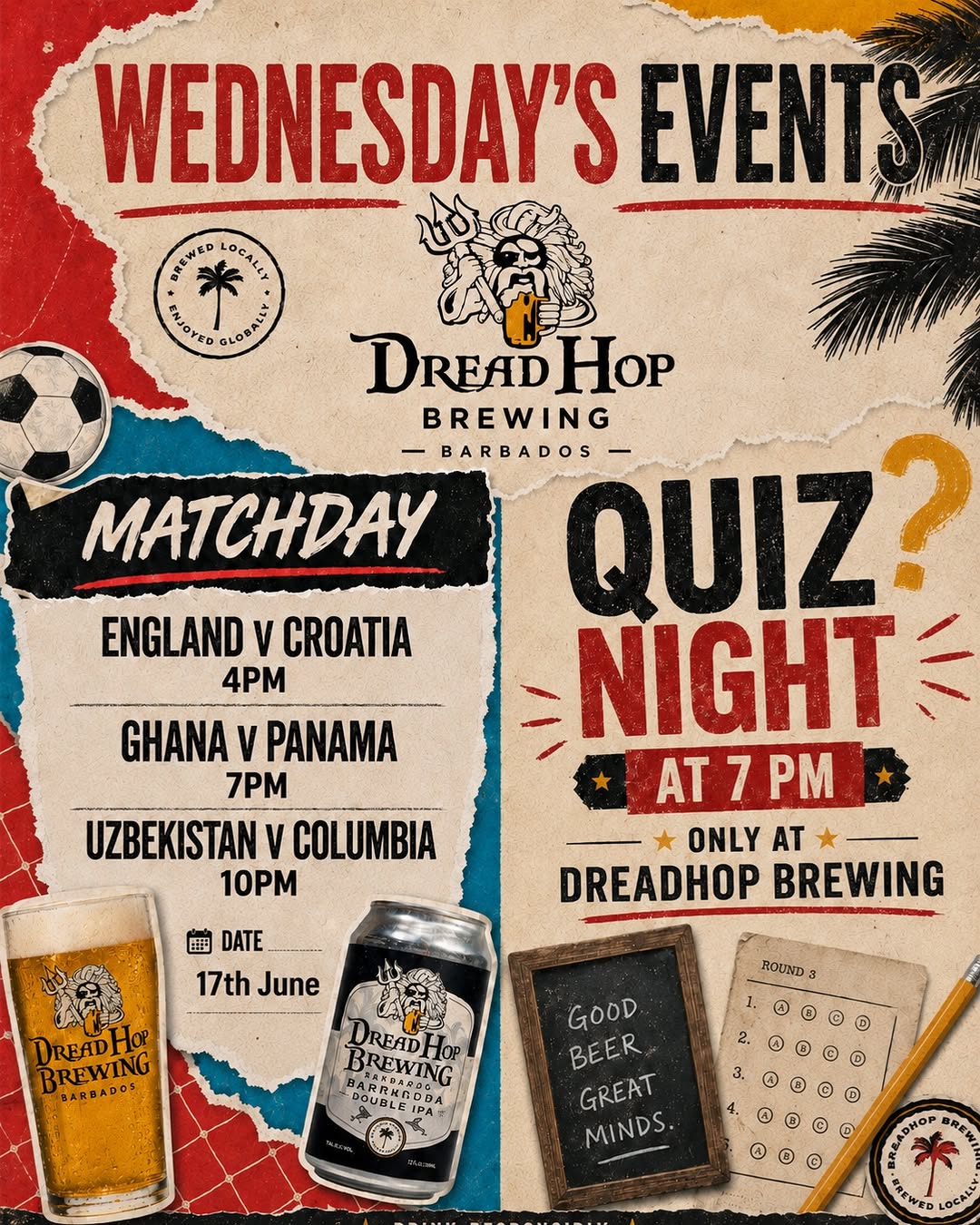 DreadHop Weekly Events: Poker Night, Quiz Night, World Cup Matchdays & Happy Hour