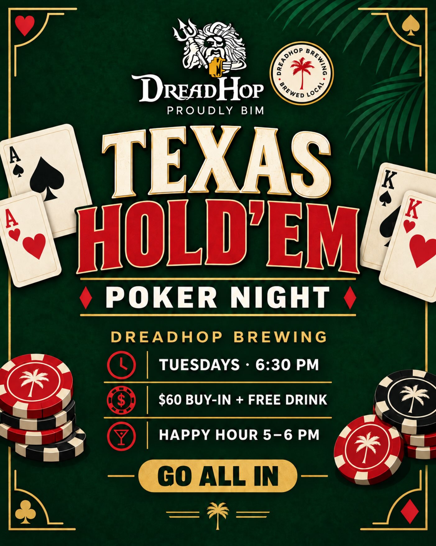 Texas Hold'em Poker Night Tuesdays - $60 Buy-In + Free Drink
