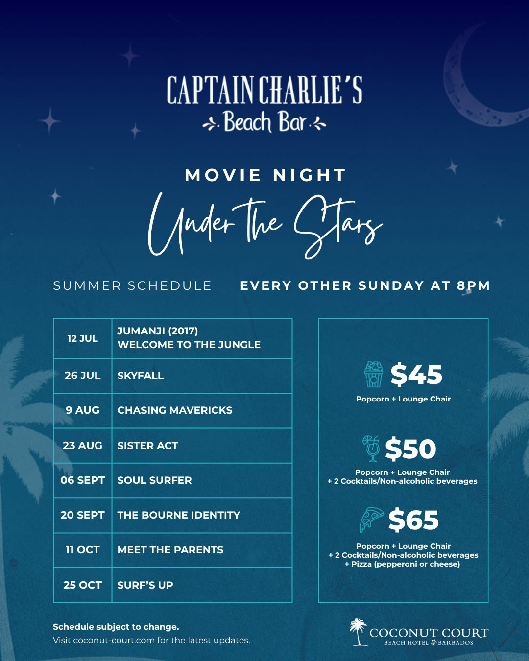 Movie Night Under the Stars at Captain Charlie's Beach Bar