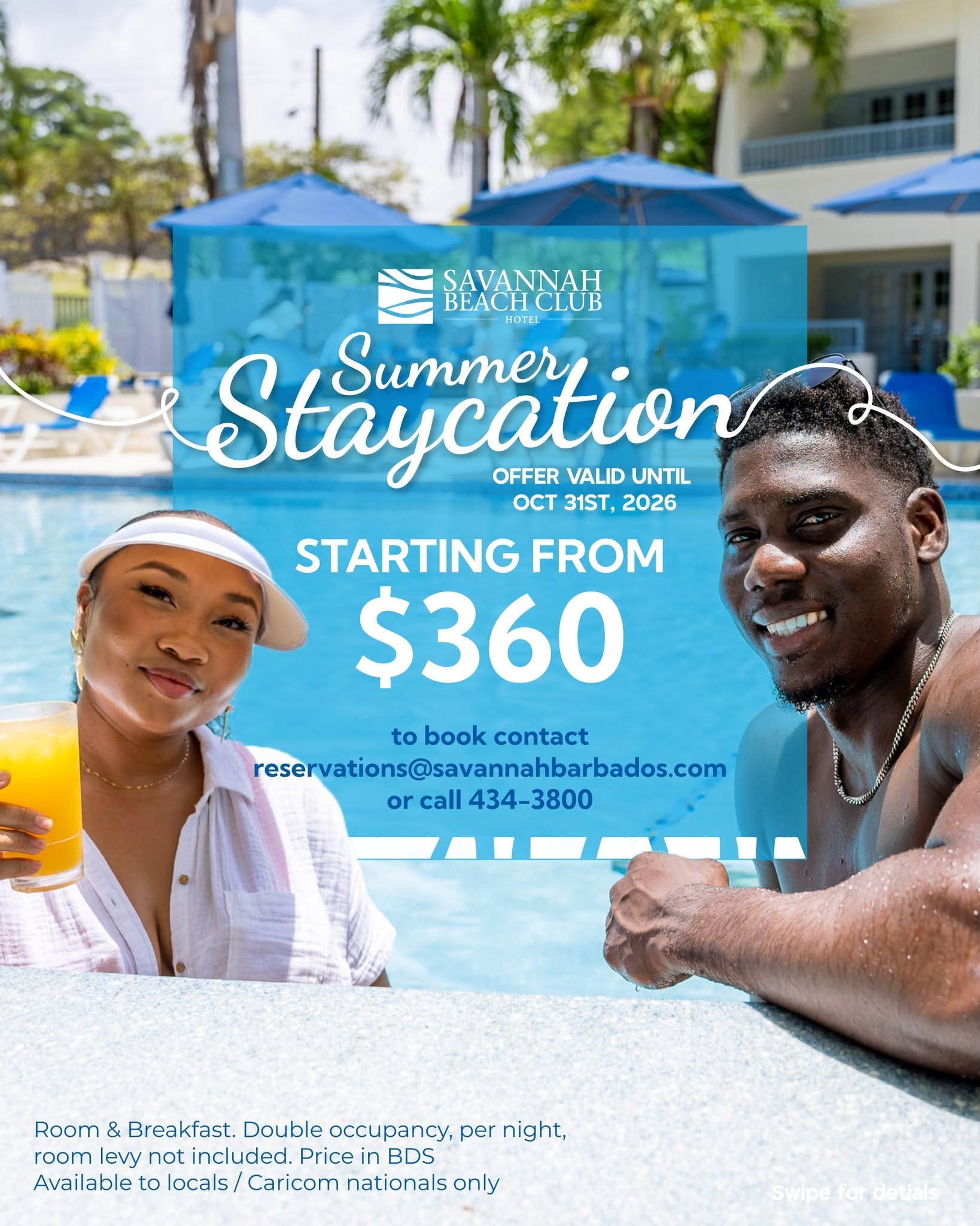 Summer Staycation at Savannah Beach Club – From $360 BDS per night