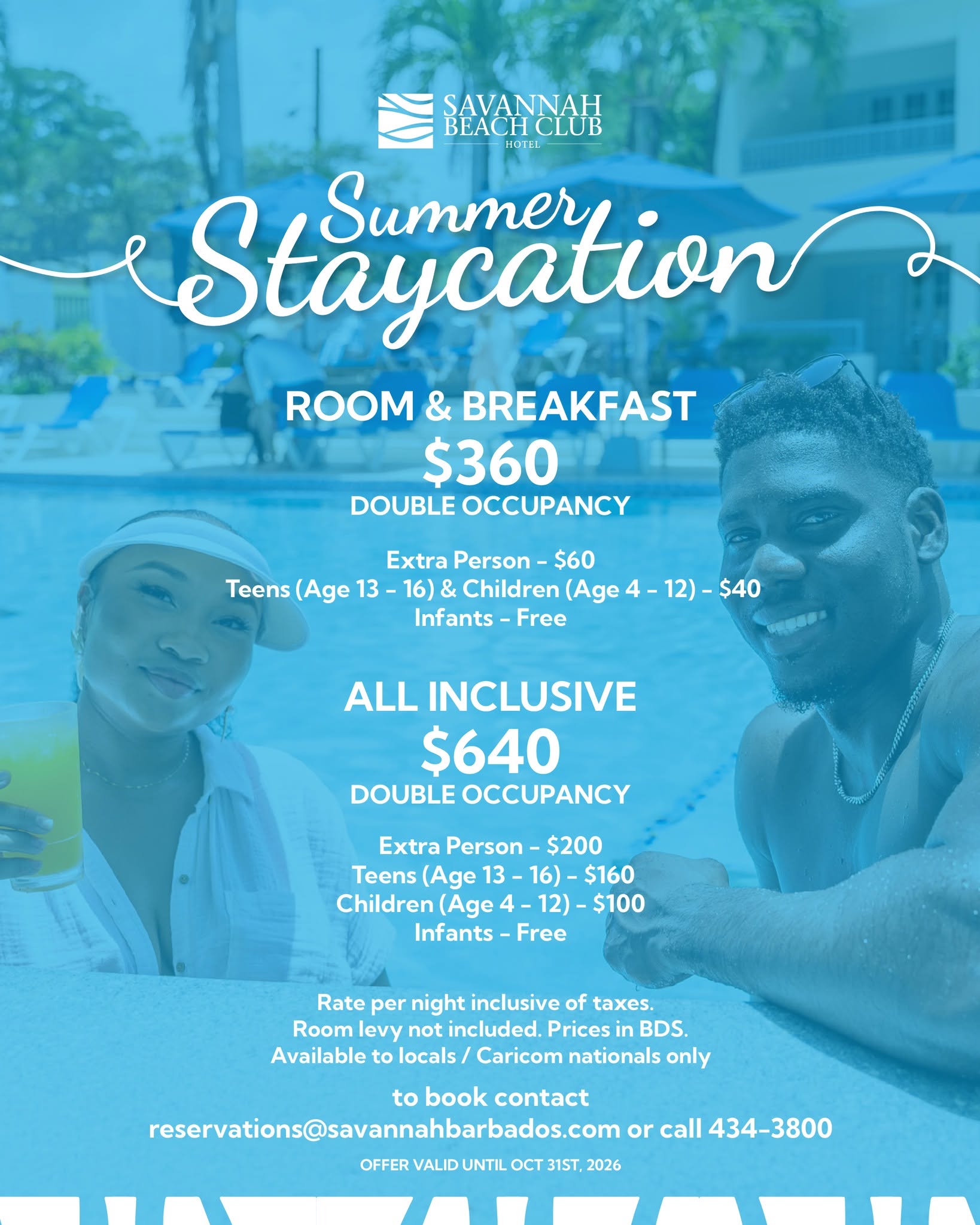 Summer Staycation at Savannah Beach Club – From $360 BDS per night