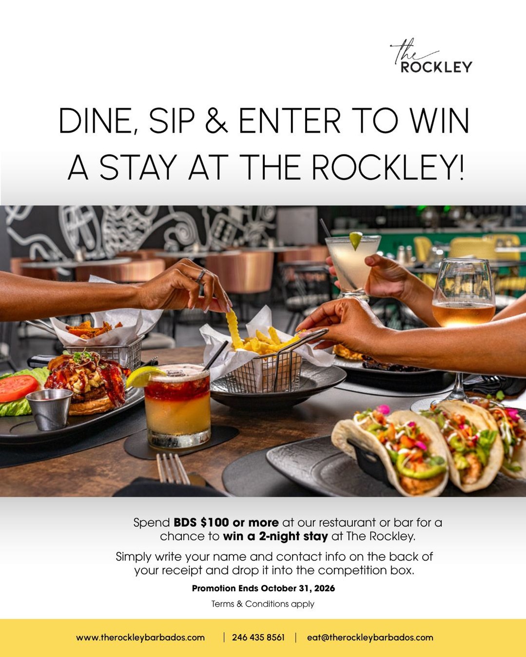Dine, Sip & Win a 2-Night Stay at The Rockley
