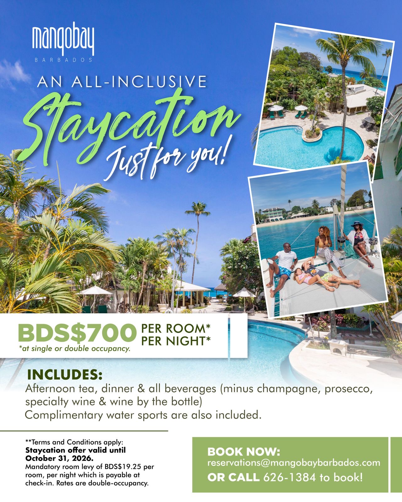 Mango Bay All-Inclusive Staycation – BDS$700 Per Room Per Night