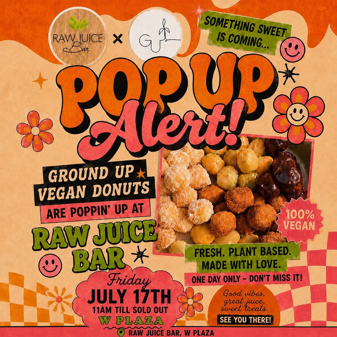 Ground Up Vegan Donuts Pop-Up at Raw Juice Bar – One Day Only!