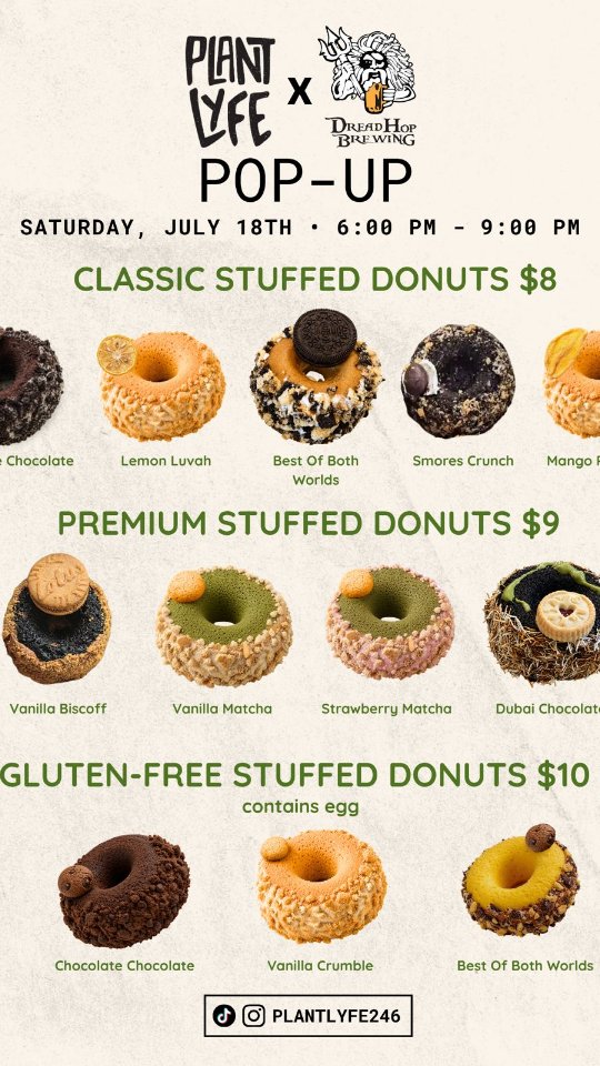 Plant Lyfe x Dread Hop Brewing Pop-Up – Stuffed Donuts from $8
