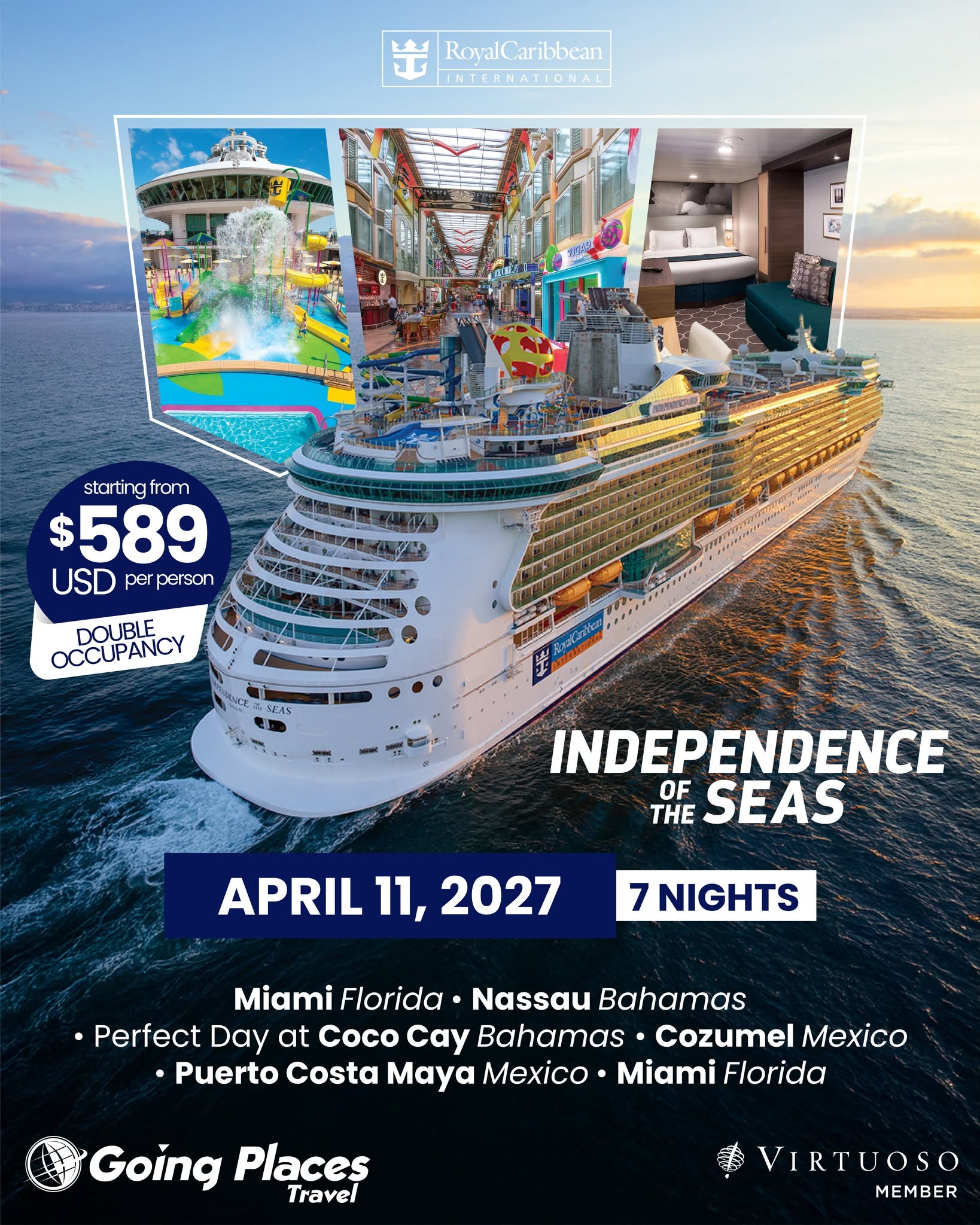 Royal Caribbean 2027 Cruises from $463 USD pp – Adventure & Independence of the Seas