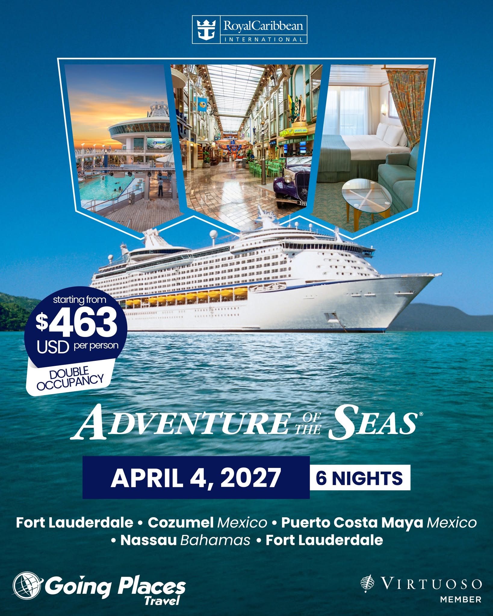 Royal Caribbean 2027 Cruises from $463 USD pp – Adventure & Independence of the Seas
