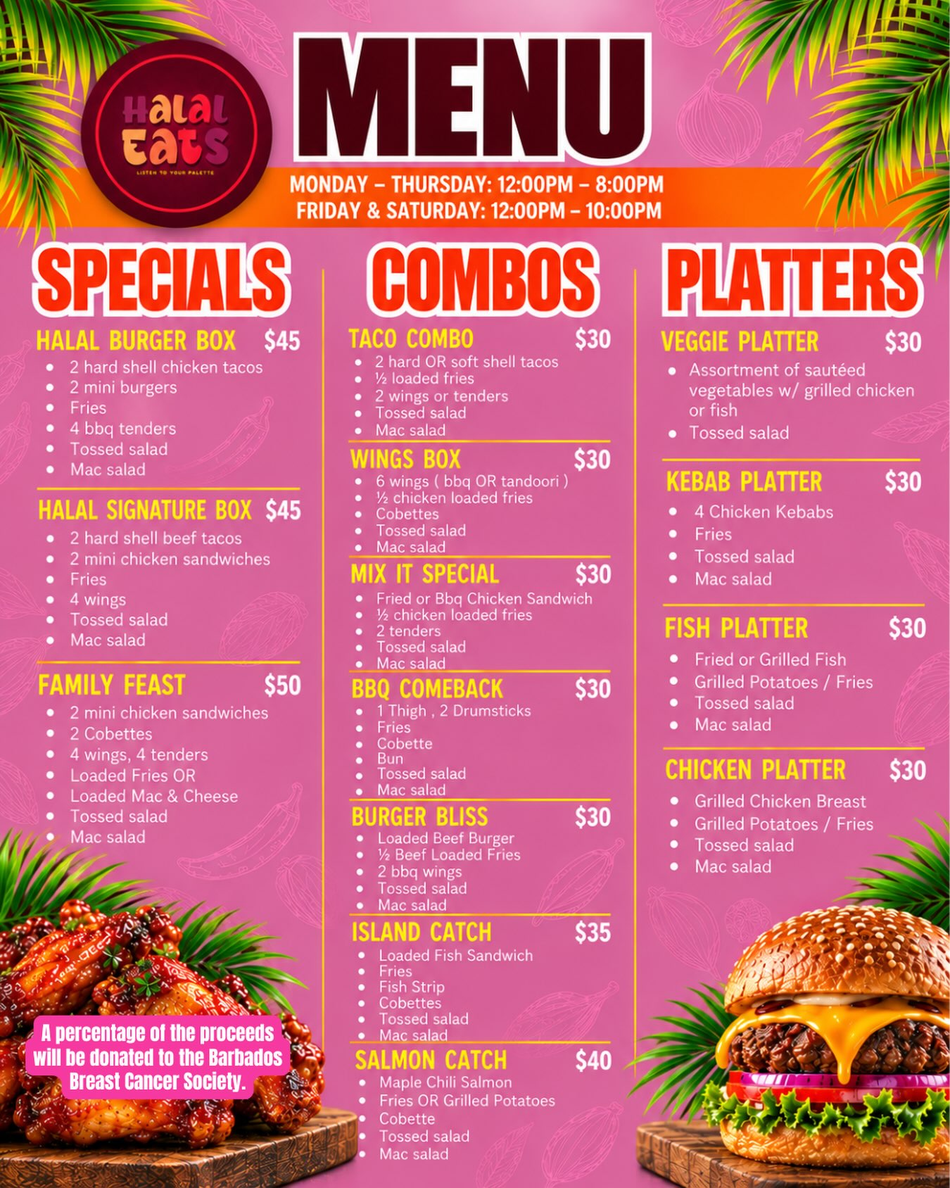 Halal Eats Pinktober Menu – Combos from $30, Boxes from $45