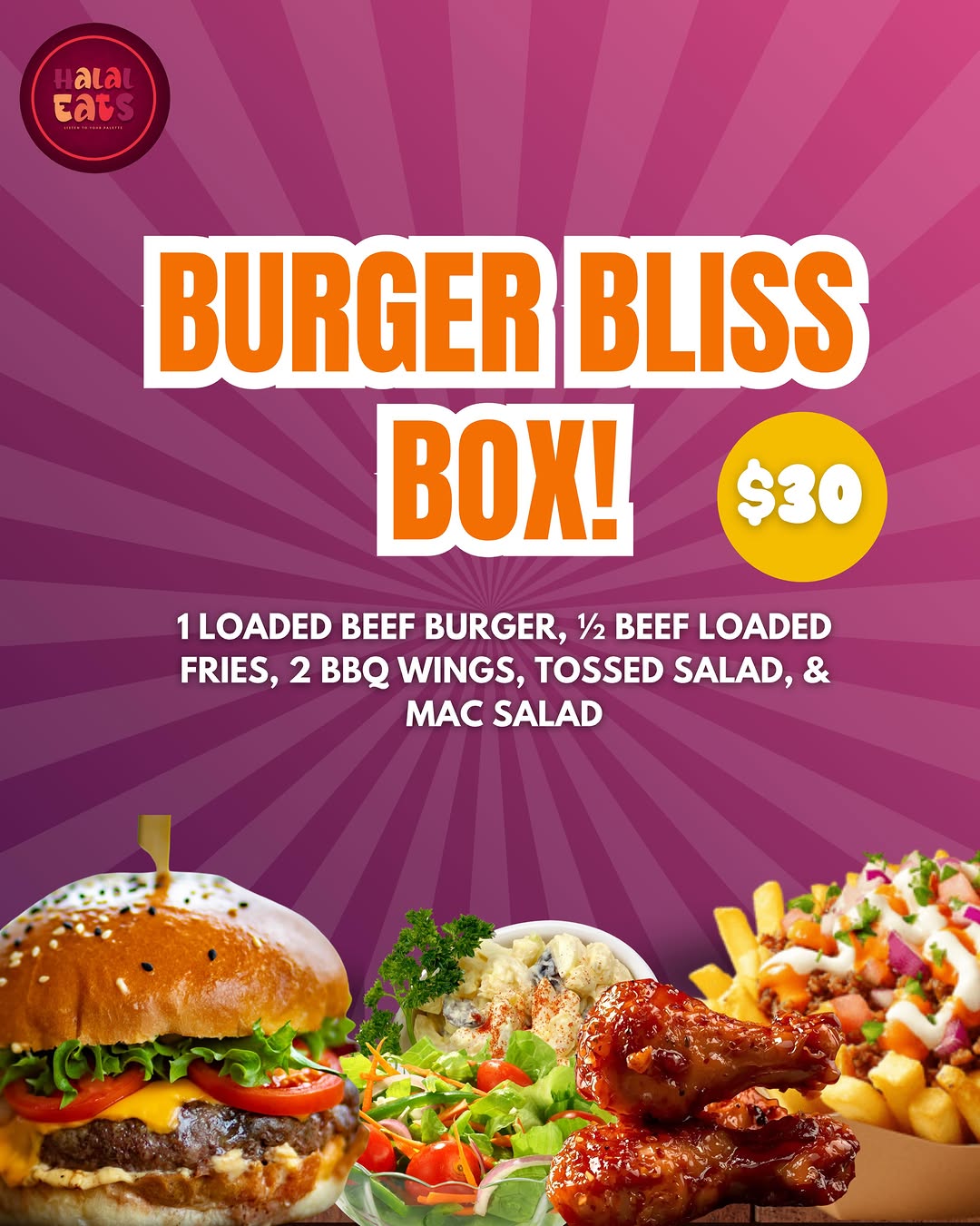 Burger Bliss Box – $30 Bundle Deal at Halal Eats