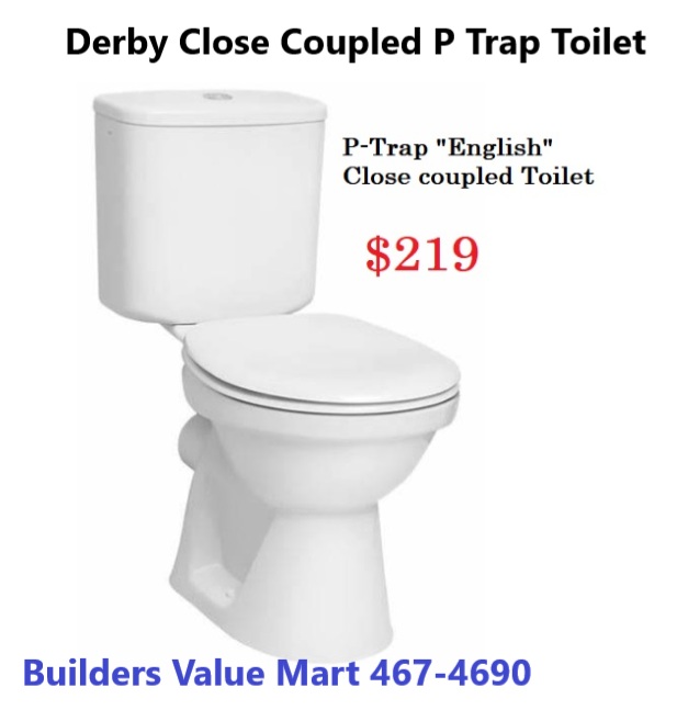 Derby Close Coupled P Trap Toilet – $219 at Builders Value Mart