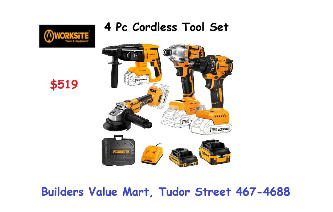 Worksite 4 Pc Cordless Tool Set - $519