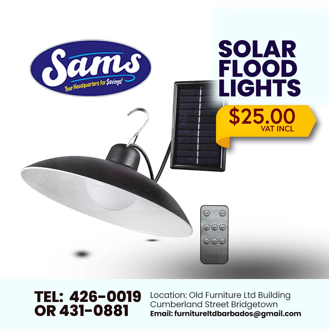 Solar Flood Lights – $25.00 VAT Included at Sams Store