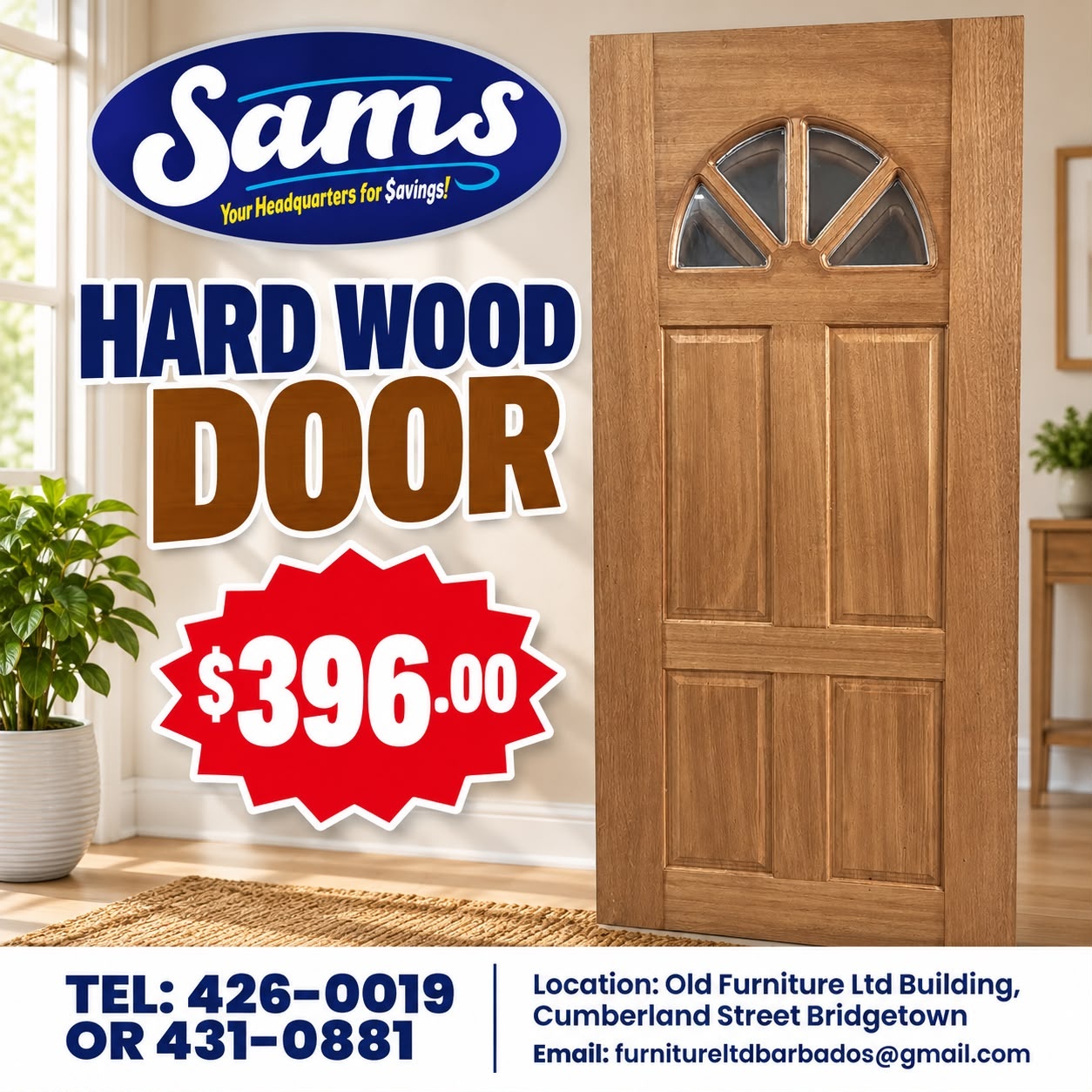 Hardwood Door for $396.00 at Sams