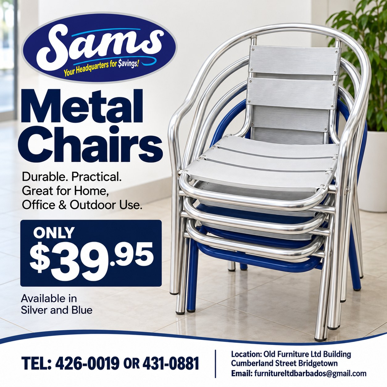 Metal Chairs – Only $39.95 at Sams