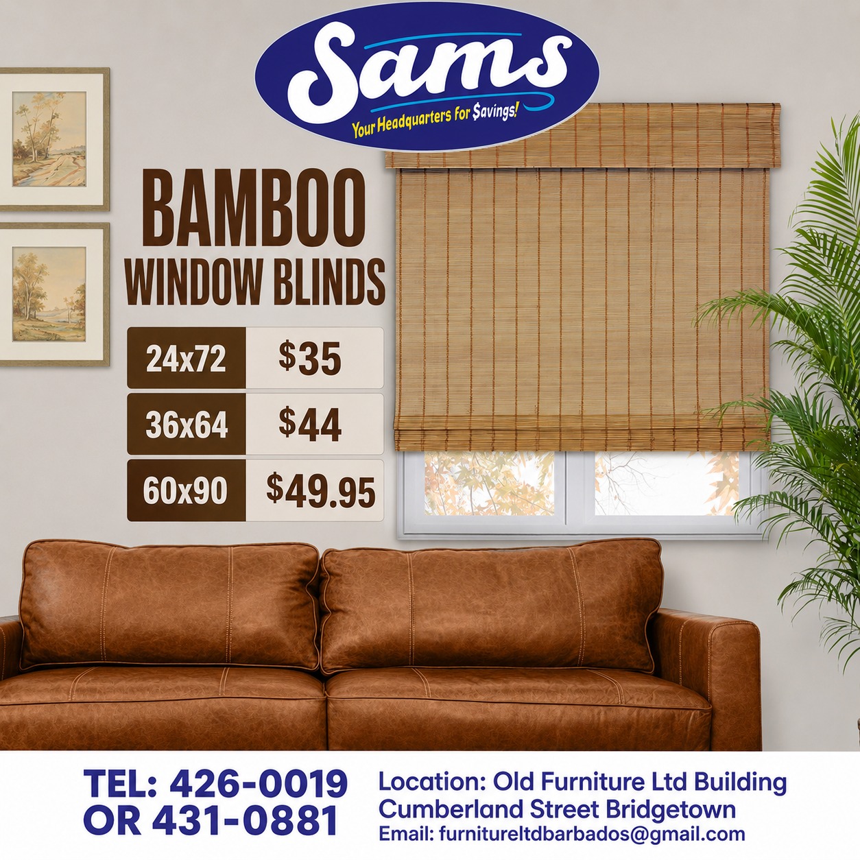 Bamboo Window Blinds – Multiple Sizes from $35 at Sams Store