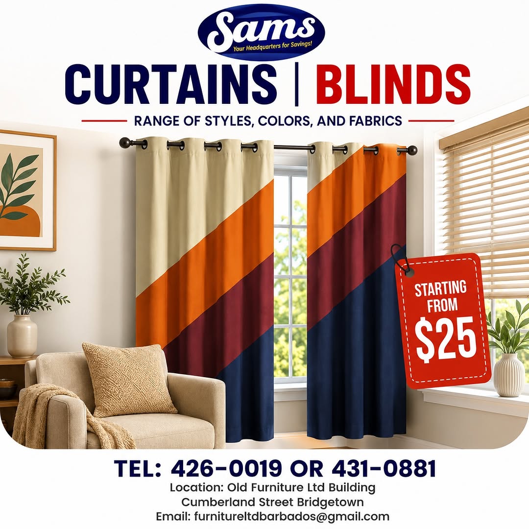 Curtains & Blinds Starting From $25 at Sams Store Barbados