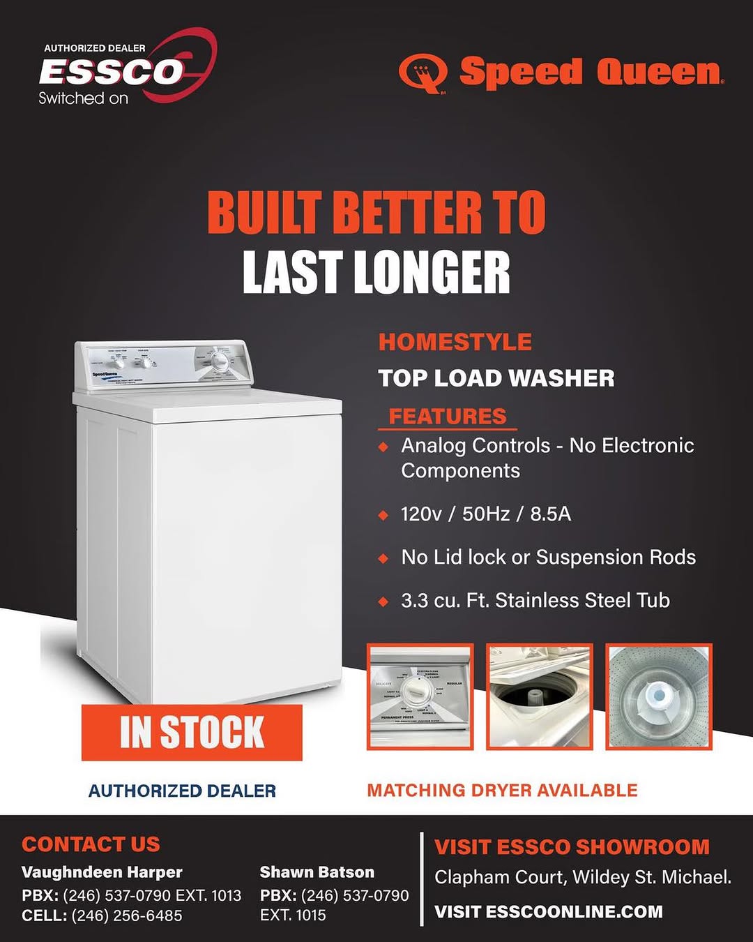 Speed Queen Homestyle Top Load Washer – $2,995 BBD In Stock at ESSCO