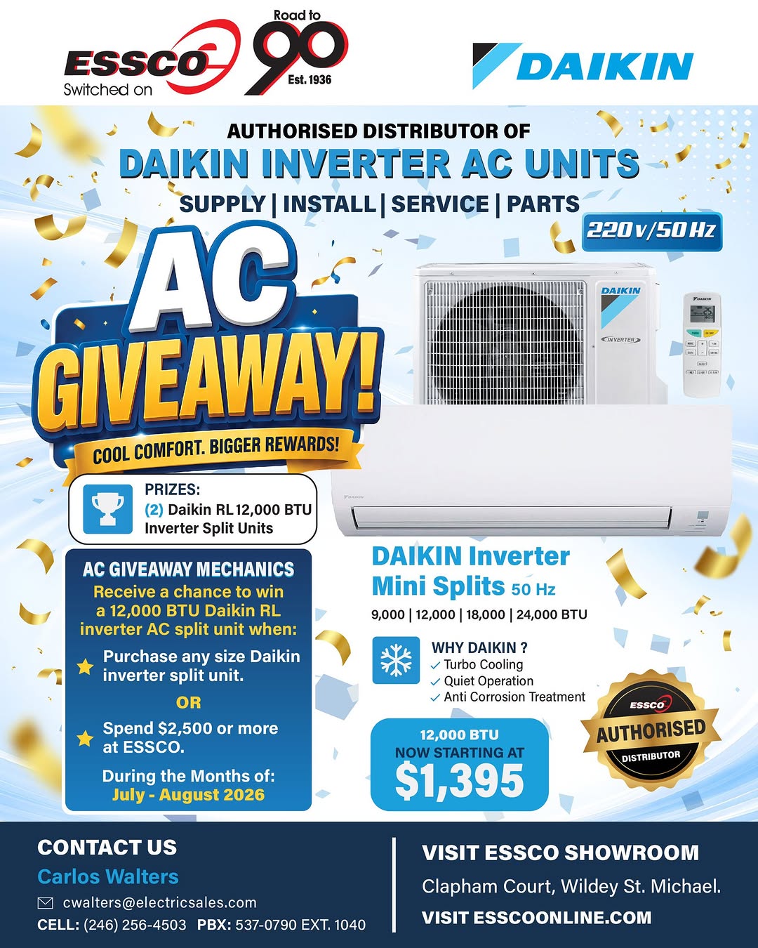 ESSCO x Daikin AC Giveaway – Win a 12,000 BTU Inverter Split Unit (July–August 2026)