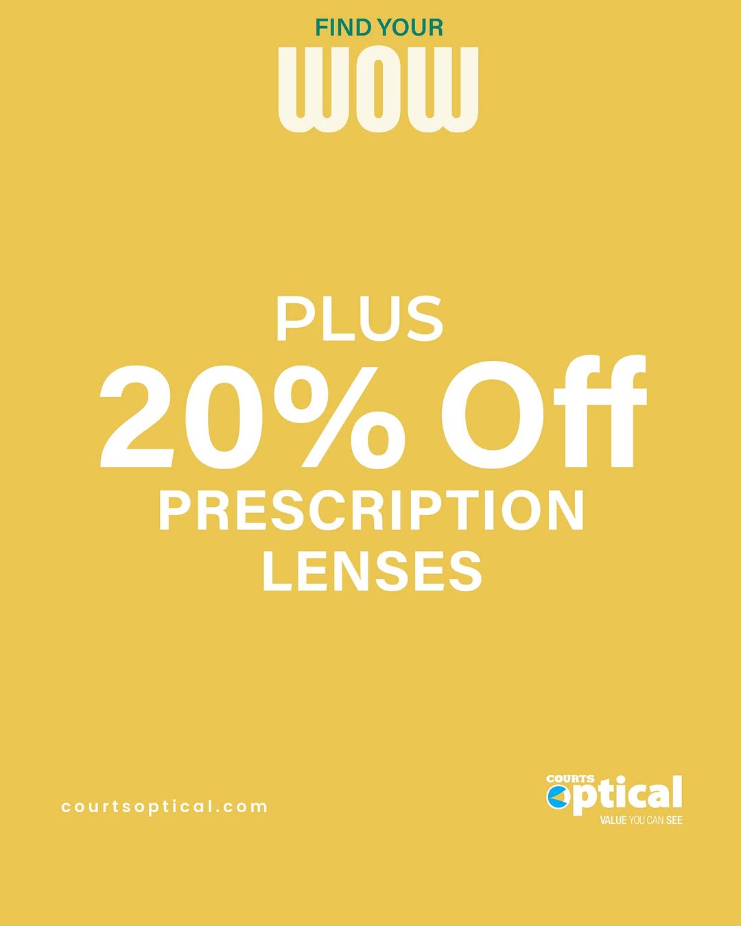Courts Optical 2026 Collection – 20% Off Prescription Lenses