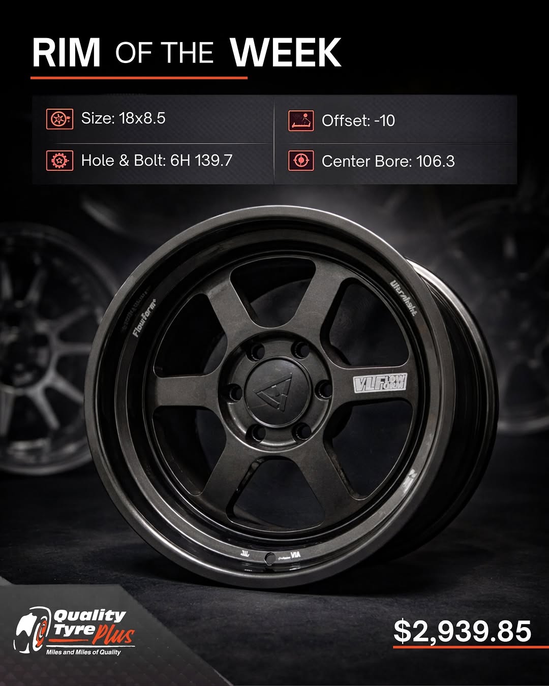 Rim of the Week – 18x8.5 VLI FlowForm Rim at $2,939.85