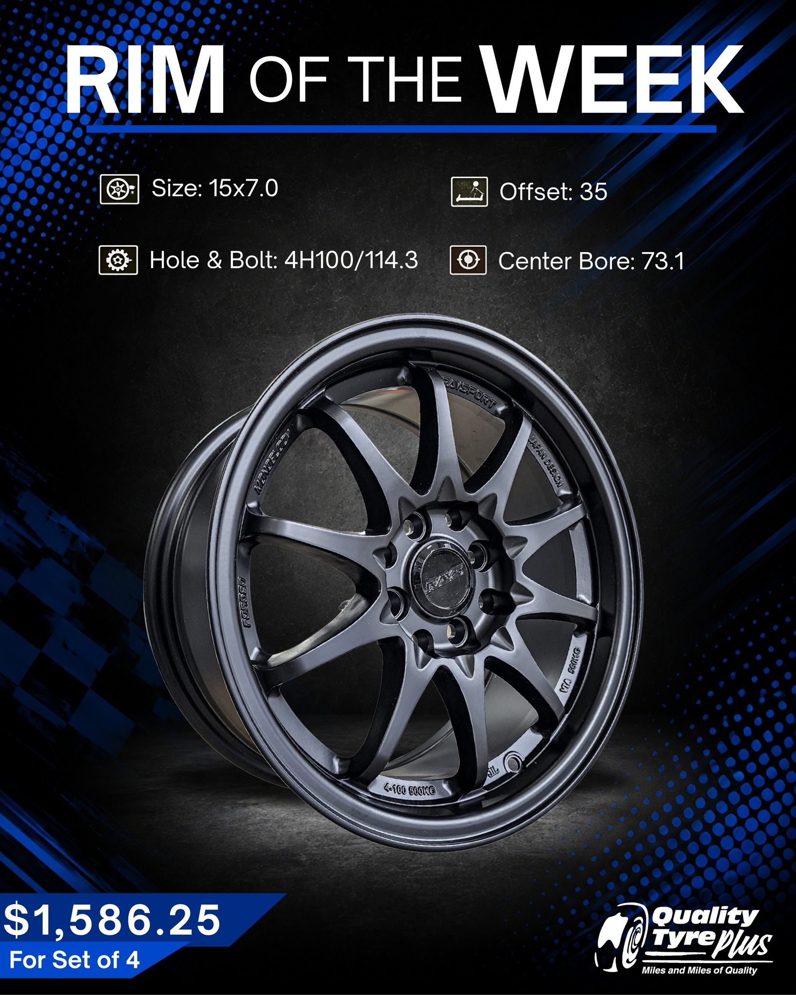Rim of the Week – 15" Matte Black Rims Set of 4 for $1,586.25