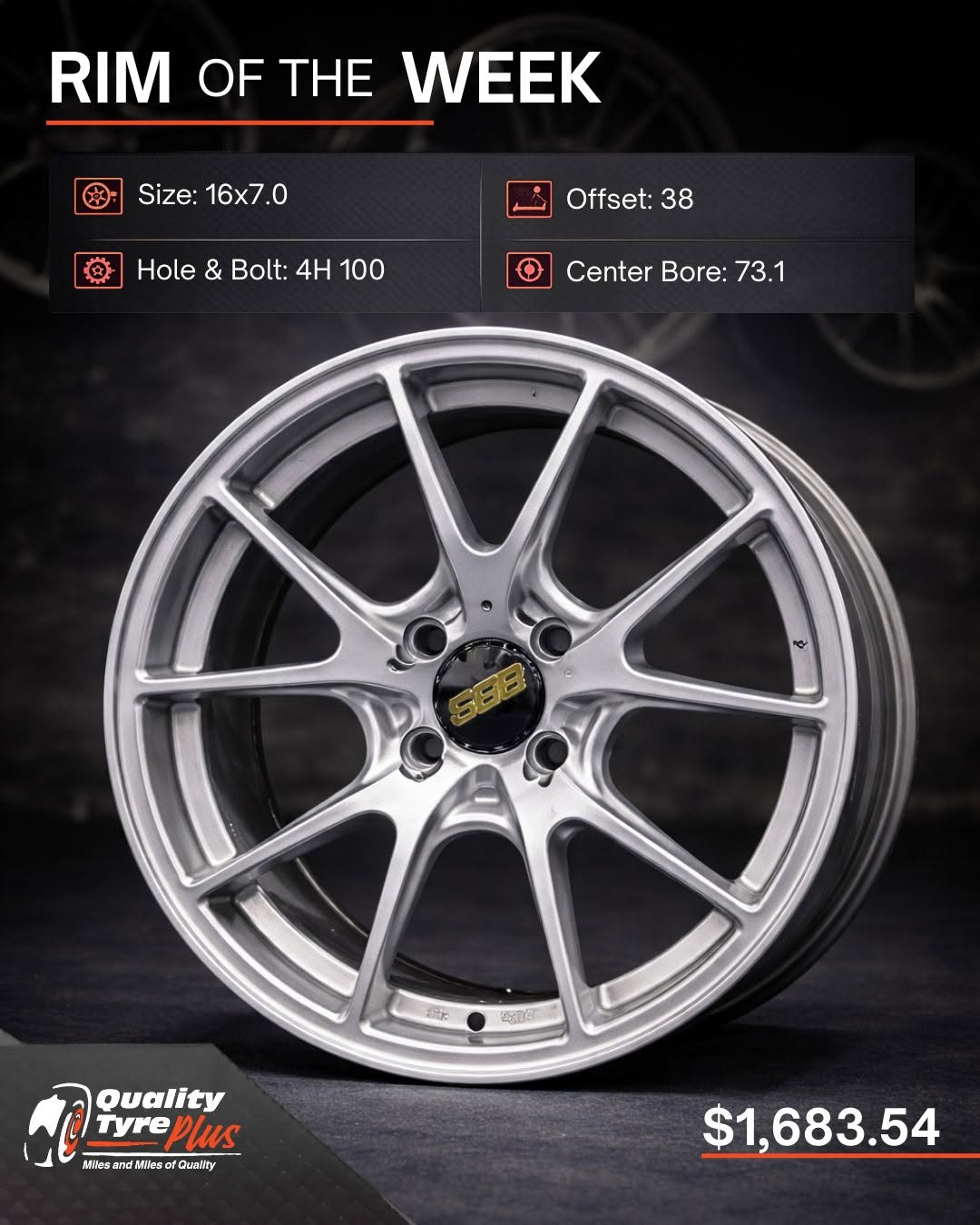 Rim of the Week – 16x7.0 SBB Alloy Rim at $1,683.54