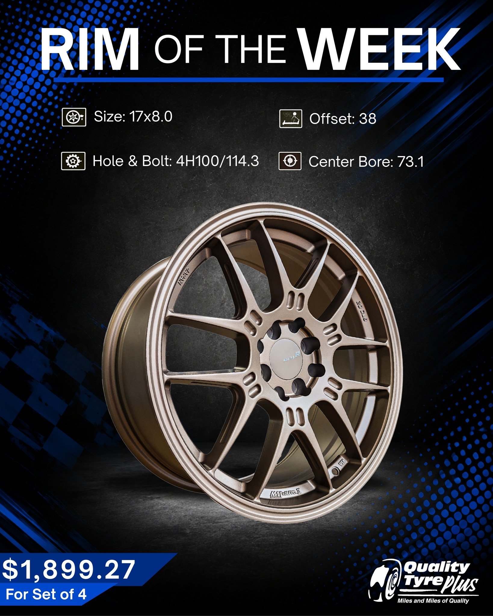 Rim of the Week – 17" Matte Bronze Rims Set of 4 for $1,899.27