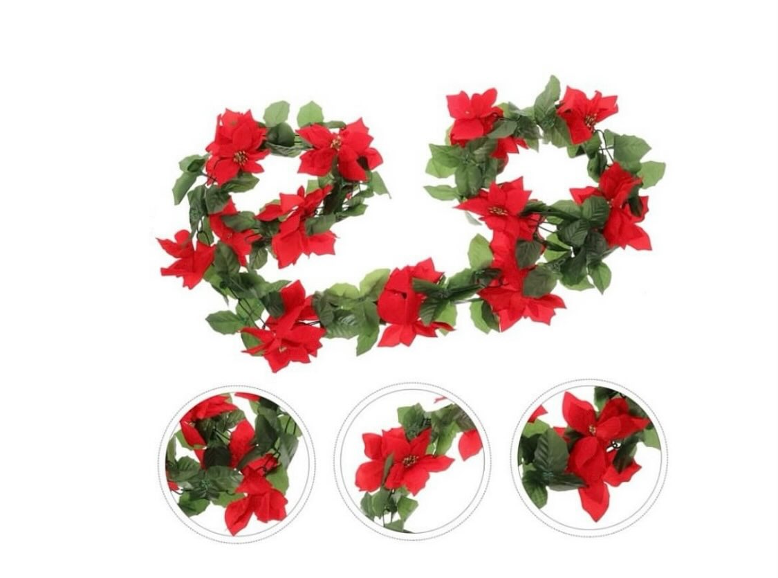 Red Poinsettia Garland – $12.00 Each at SAS Barbados