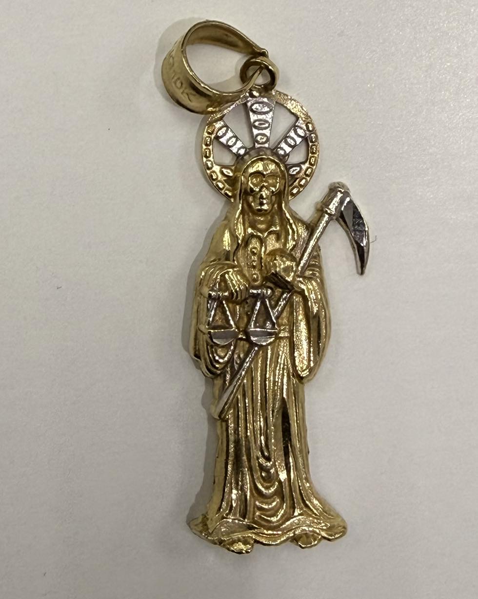 Santa Muerte 10K Gold Pendant – Now $334 (Was $445)