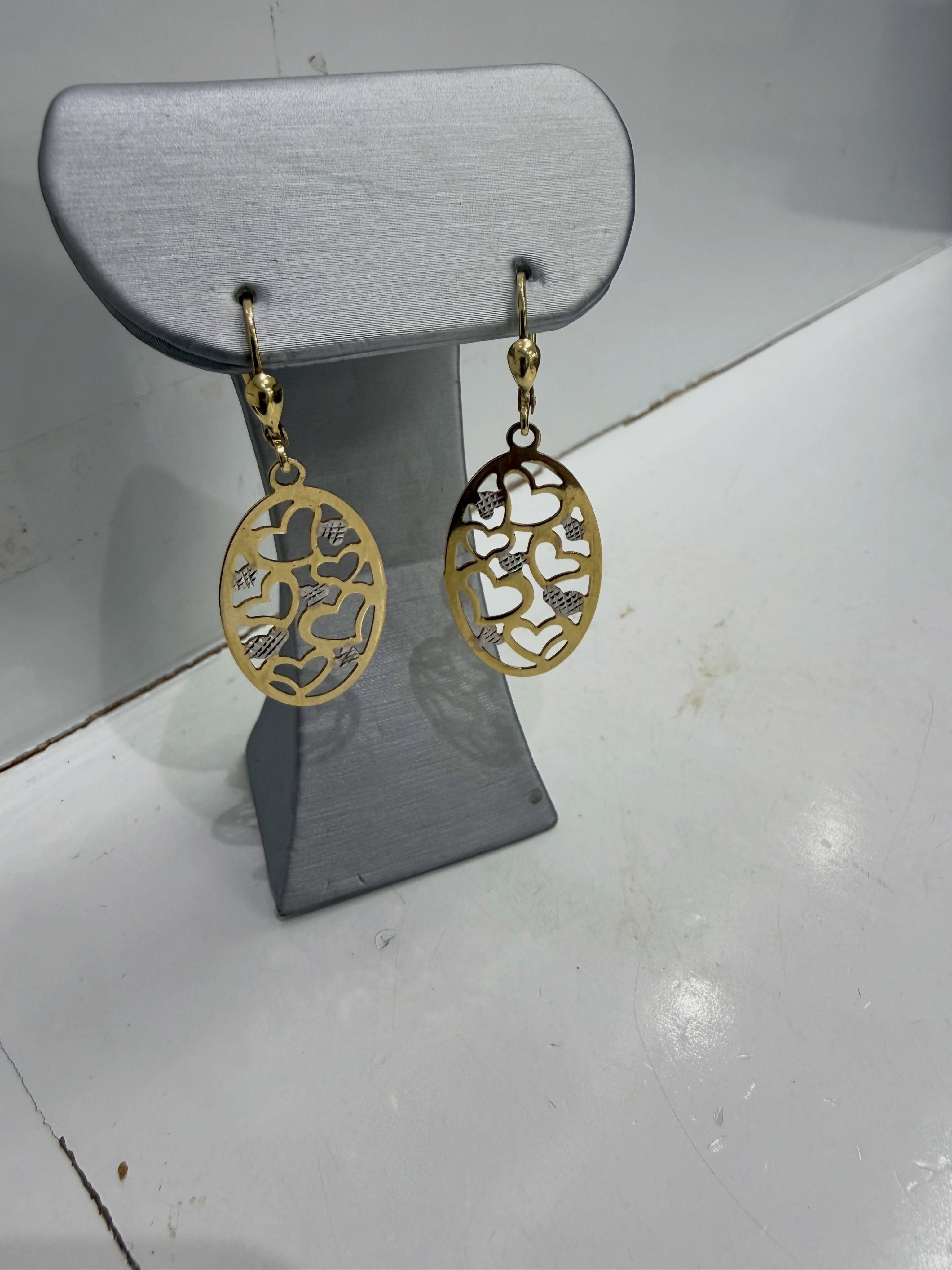 Manager's Special: 14KT Two-Tone Gold Heart Drop Earrings – $828.00