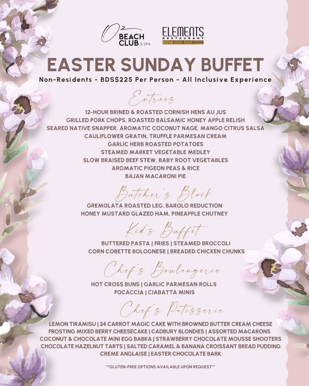 Easter Sunday All-Inclusive Buffet at Elements Restaurant – BDS$225 Per Person