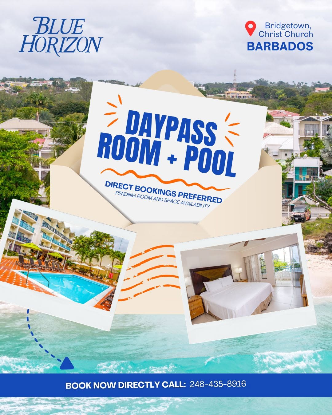 Day Pass: Room + Pool at Blue Horizon Hotel – BBD $250
