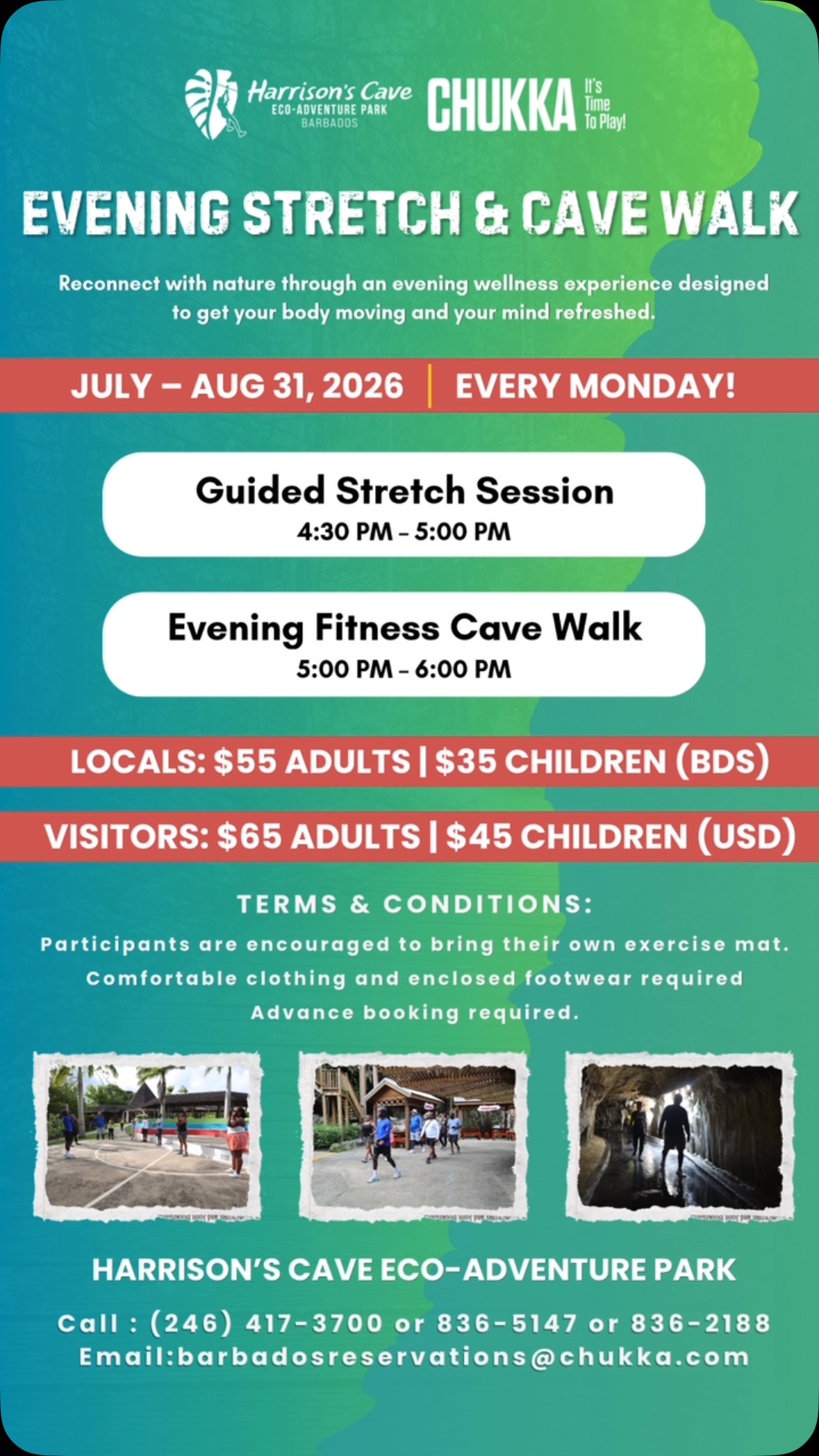 Evening Stretch & Cave Walk – Every Monday at Harrison's Cave