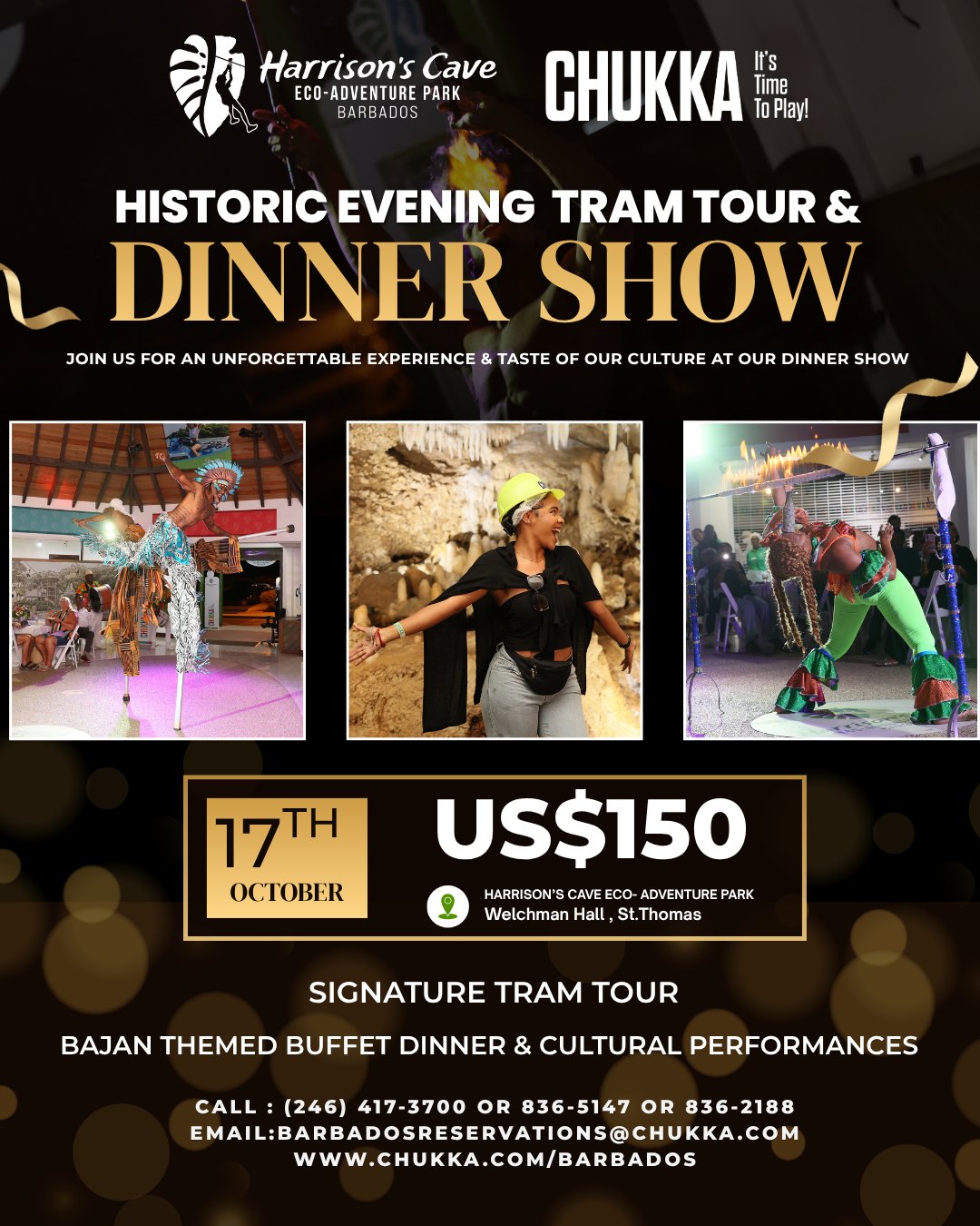 Historic Evening Tram Tour & Dinner Show at Harrison's Cave