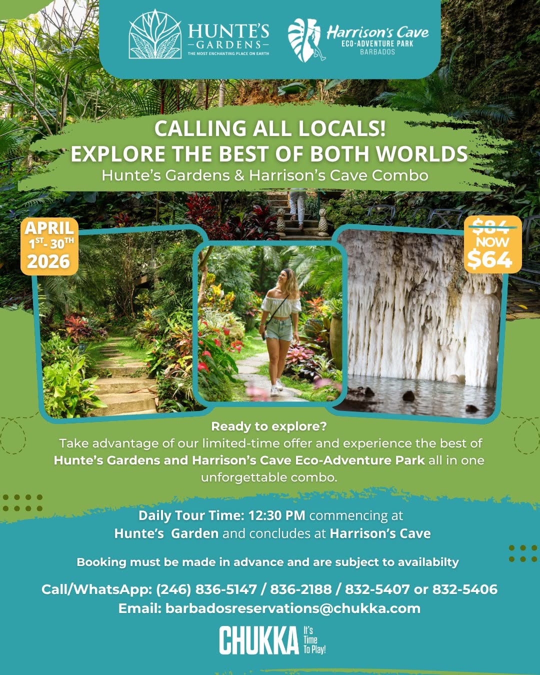 Locals Combo Deal: Hunte's Gardens & Harrison's Cave – Now $64 (April 2026)