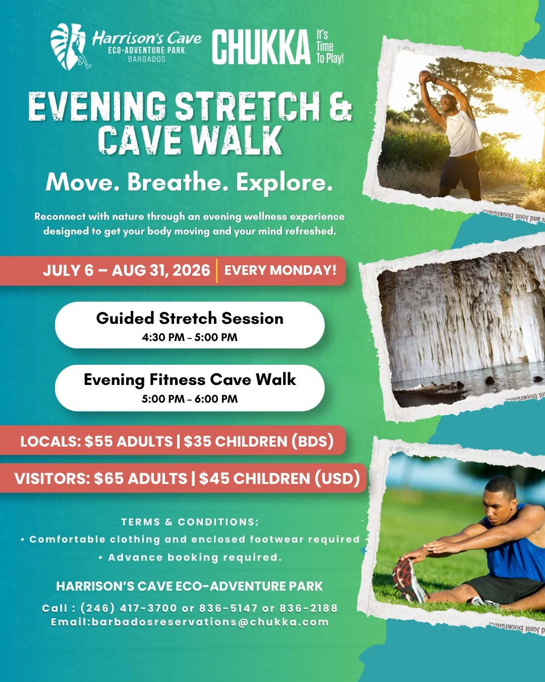 Evening Stretch & Cave Walk – Locals Rate from $55 BDS Adults