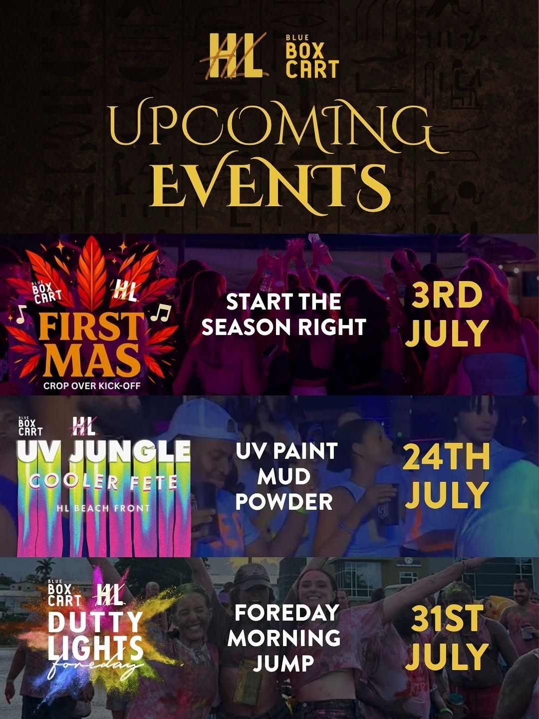 Blue Box Cart x Harbour Lights — Crop Over 2026 Event Series (3 Events)