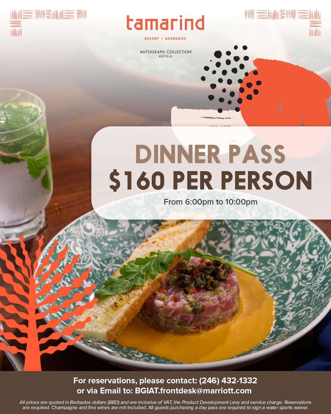 Tamarind Resort Day Passes – Breakfast, Lunch, Dinner & All-Inclusive from BBD $110