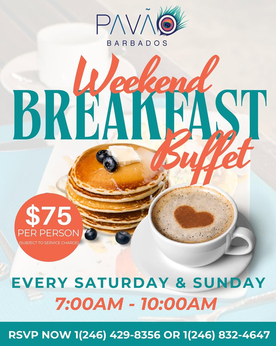 Weekend Breakfast Buffet at Pavão Barbados – $75 Per Person