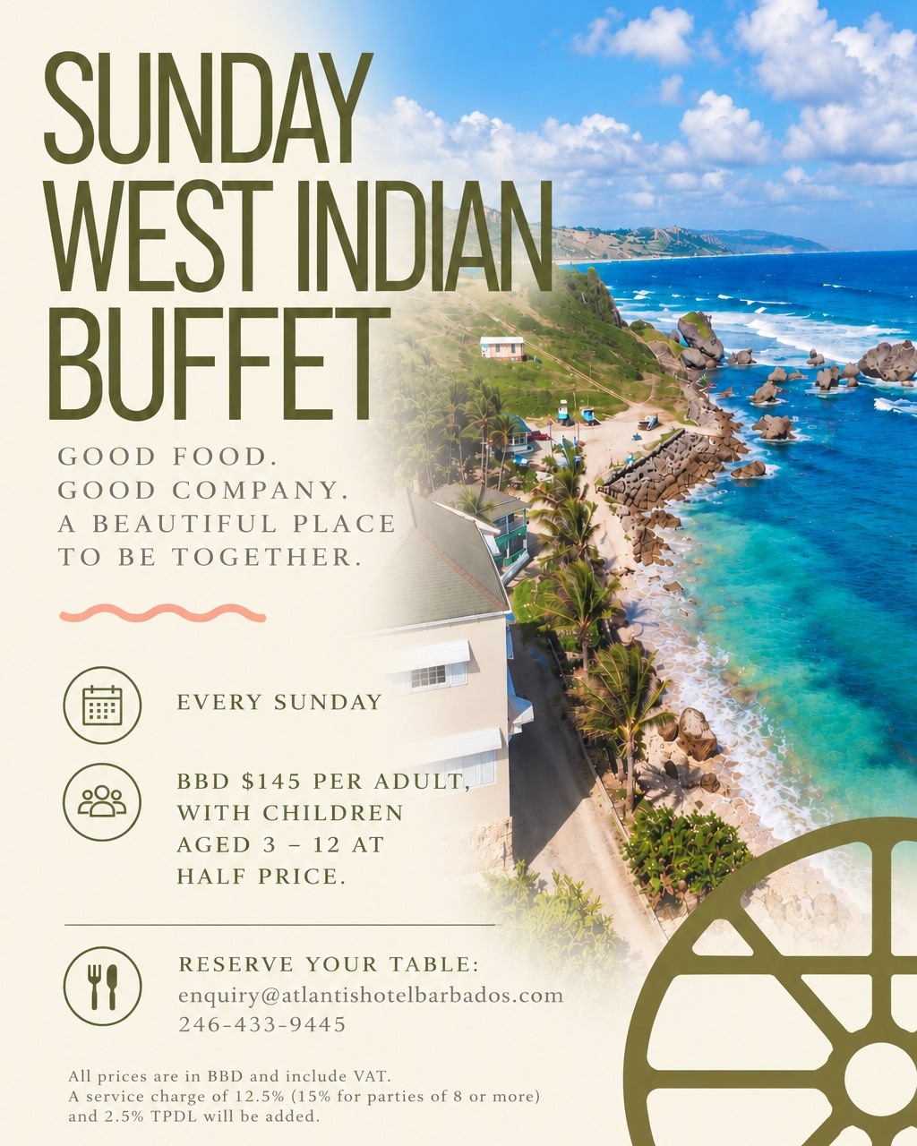Sunday West Indian Buffet at Lime – Atlantis Historic Inn